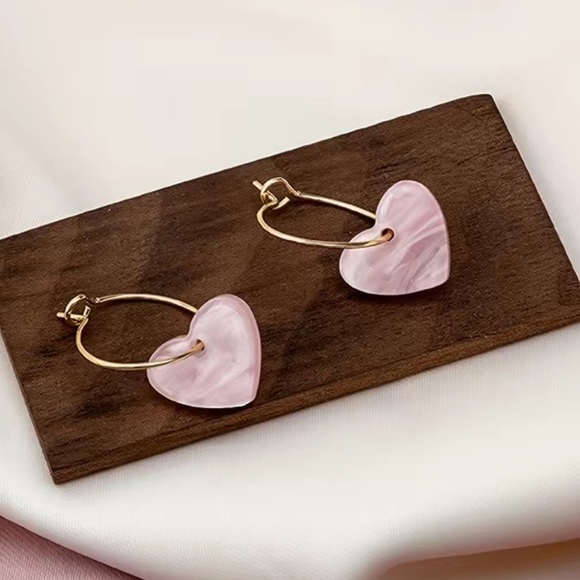 Heart Hoop Earrings - Picture 2 of 7